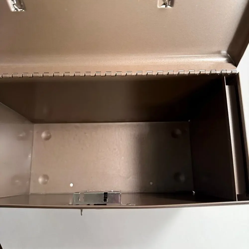 Vintage Rockway Metal File Box Tan 13.5” x 5” x 8.75” Security